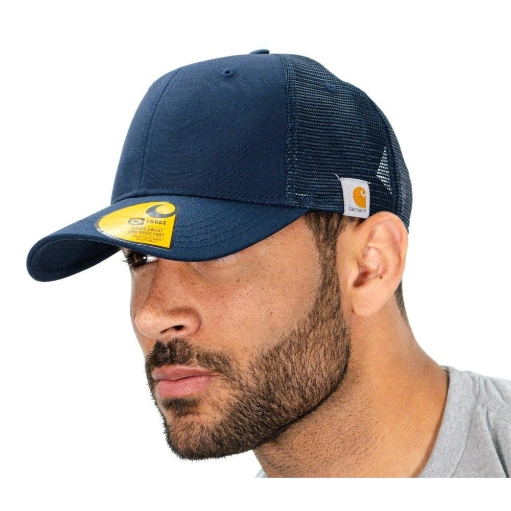 Carhartt Force Rugged Professional Series Navy Mesh Back Trucker Hat Cap NWT